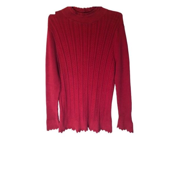 JEANNE PIERRE Red Medium Thick Sweater Long Sleeves Previously Owned - Picture 2 of 4